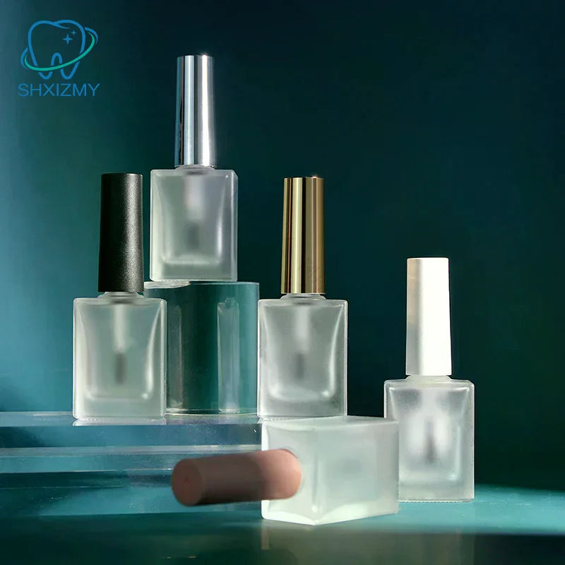 15ml Frosted Glass Nail Polish Bottle with Lid & Brush