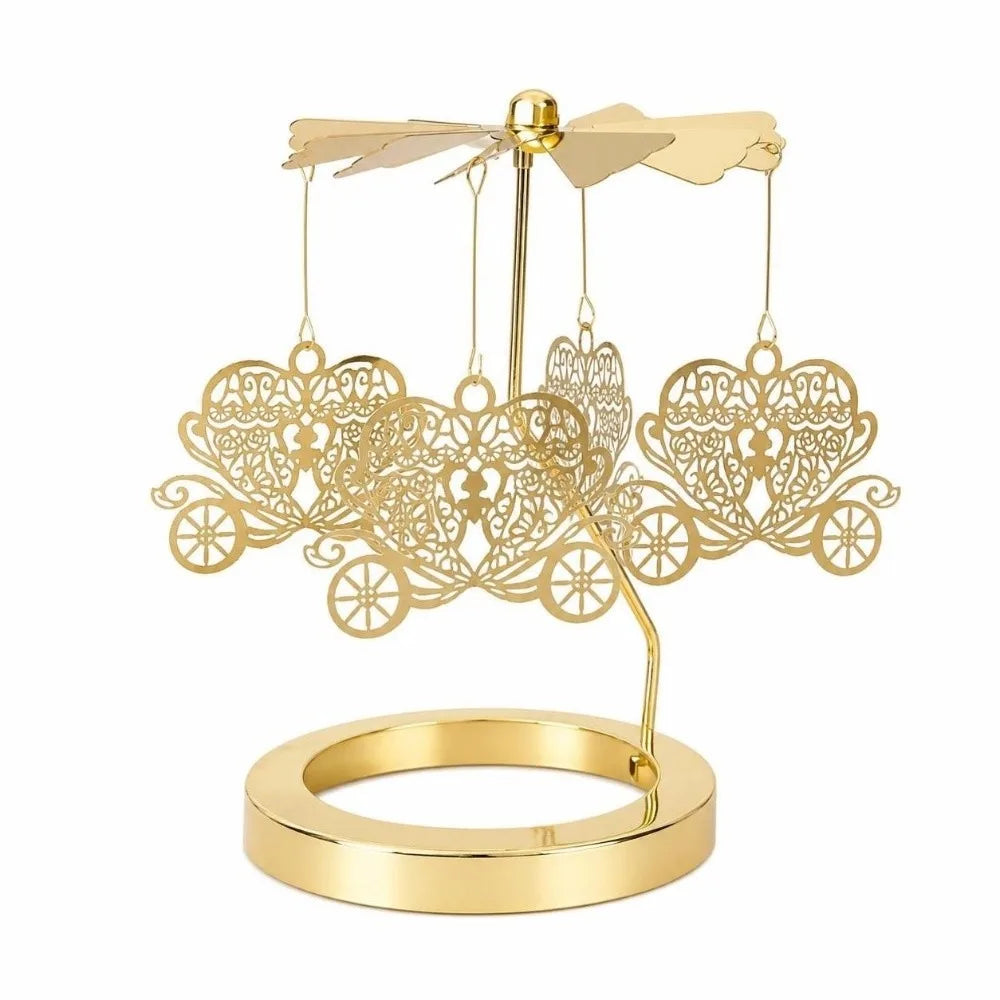 Gold Metal Rotating Candle Holder Carousel Spinner Topper