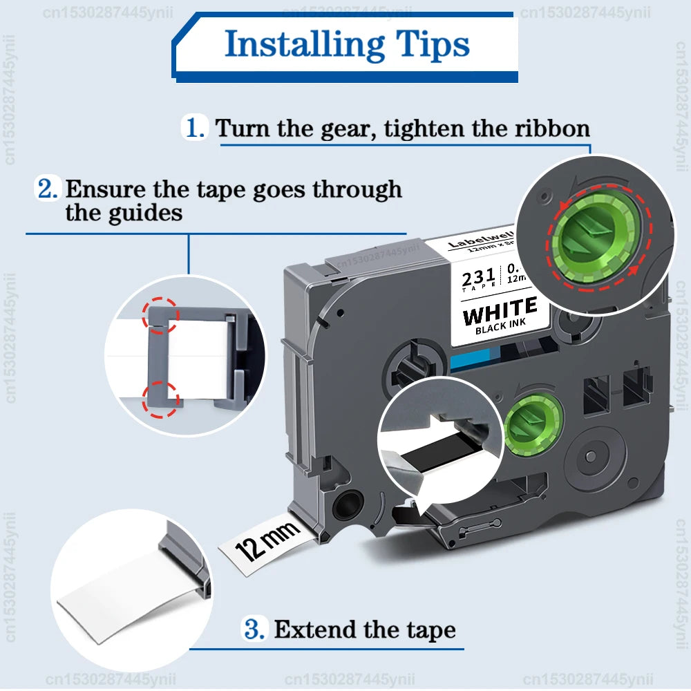 Labelwell TZe-231 Compatible Brother 12mm Label Tape – 3 to 10 Pack