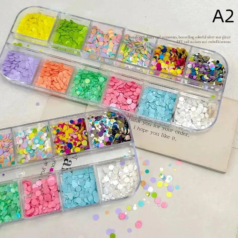 12-Grid Holographic Glitter Nail Art Sequins – DIY Manicure Set