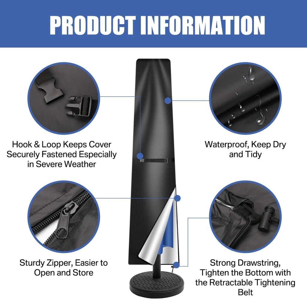 Large Waterproof Patio Umbrella Cover 210D Oxford with Zipper