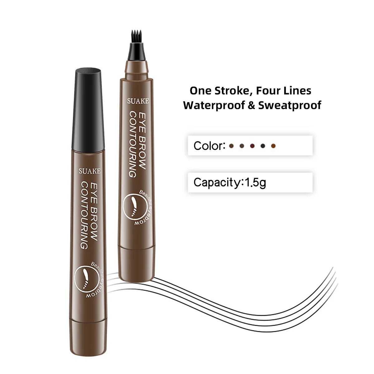 OREADEX 4-Head Liquid Eyebrow Pencil – Waterproof & Long-Lasting