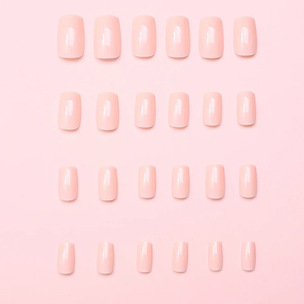 120Pcs Press-On False Nails – Bare Pink Short French Acrylic Set