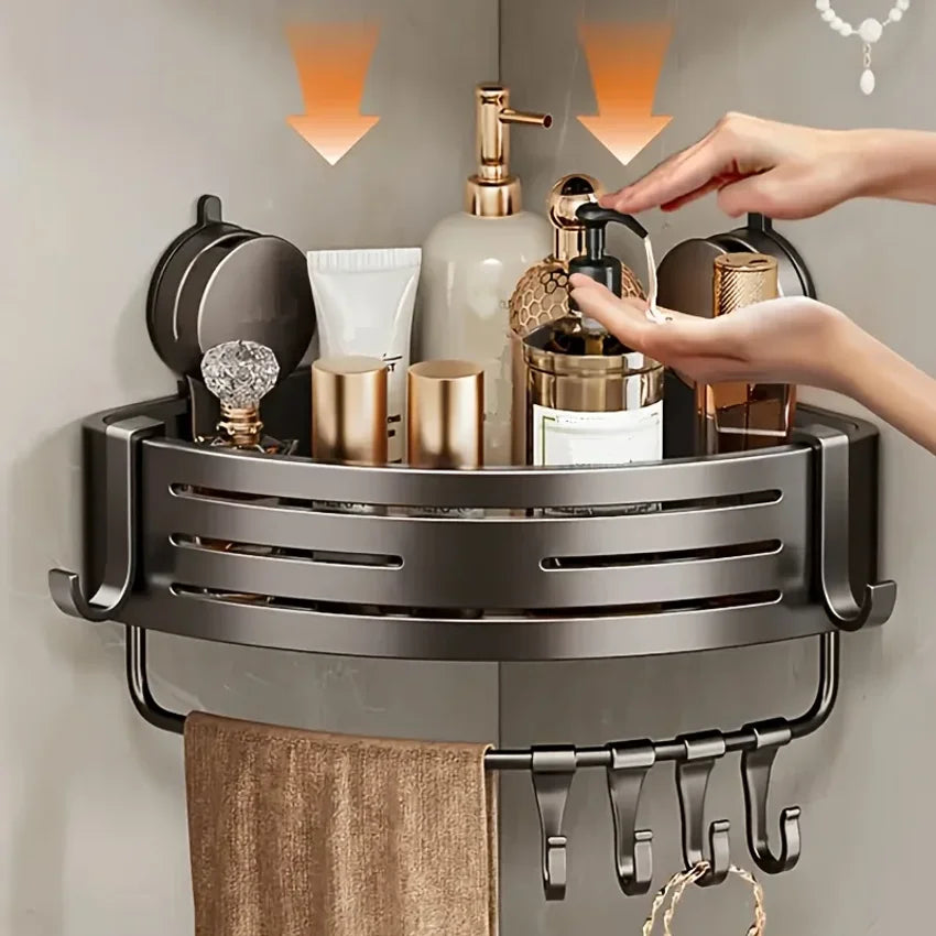 Suction Cup Corner Shower Rack with Hook Rod | VIBE