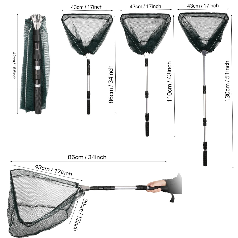 130CM Telescopic Fishing Landing Net – Saltwater & Freshwater