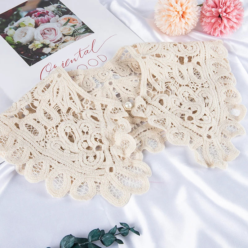 Women's Hollow Crochet Lace Detachable Collar – Floral O-Neck