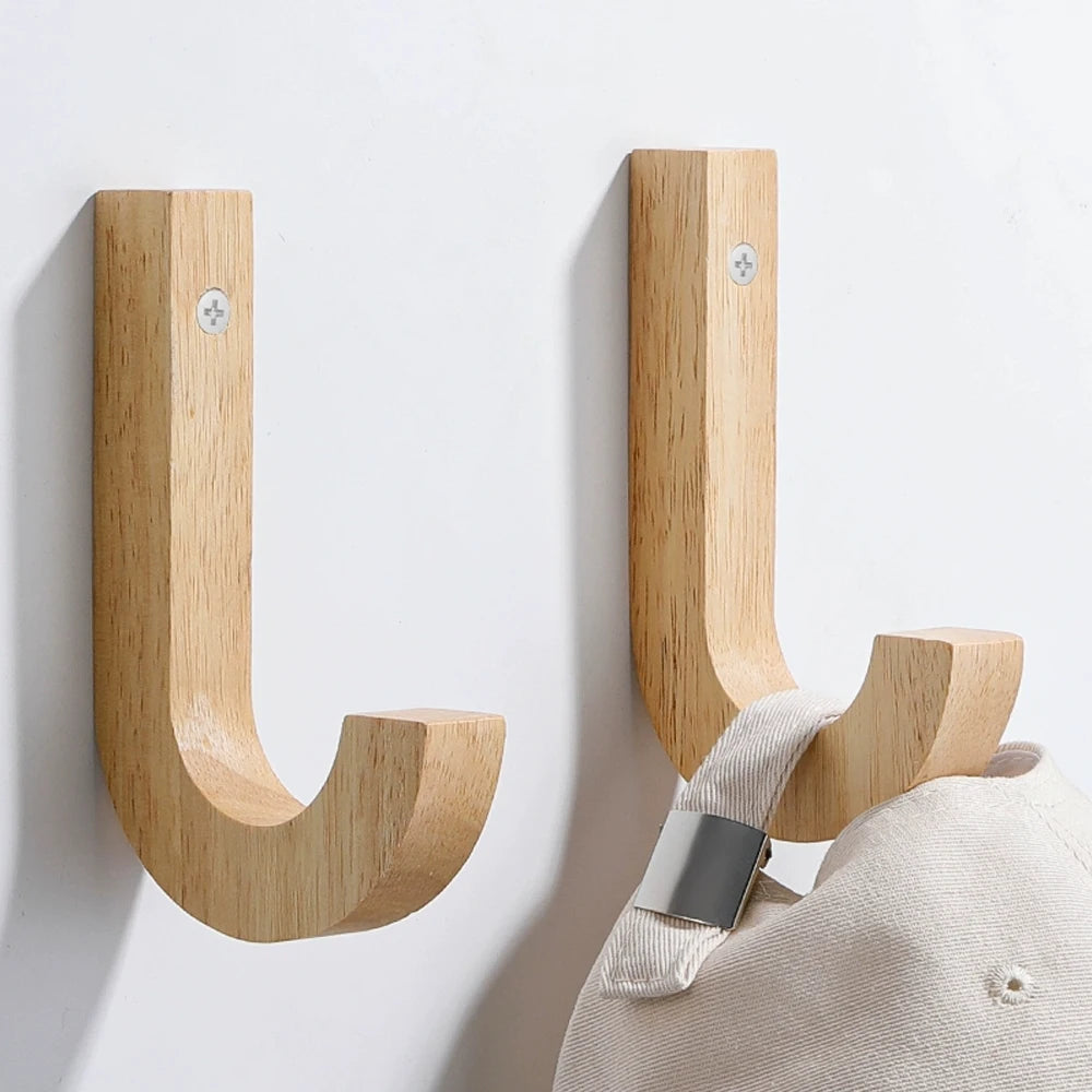 Wooden Wall Mounted Double Coat Hooks – Heavy Duty Oak Rack