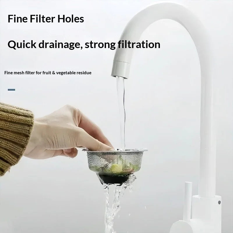 Stainless Steel Sink Strainer Drain Filter Basket with Handle