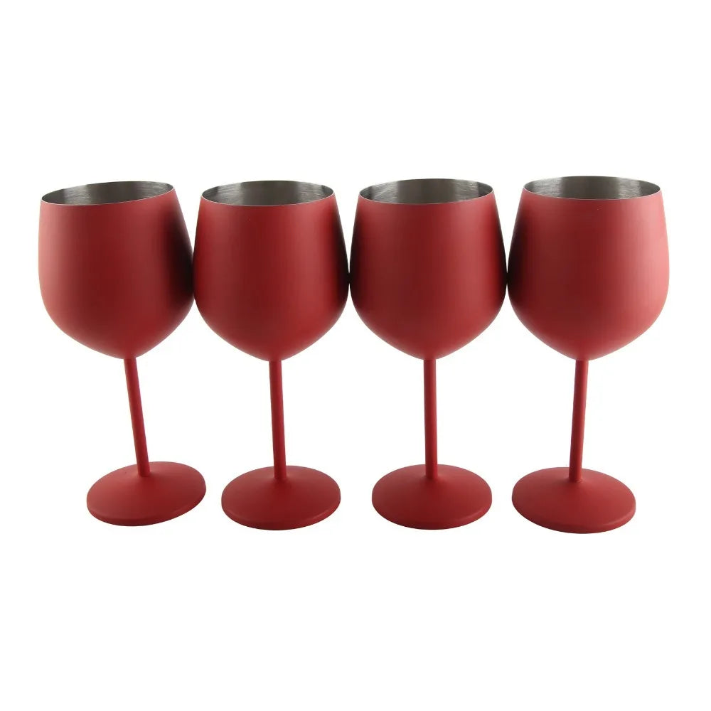 4-Pack Stainless Steel Stemmed Goblet Cocktail Cups 550ml