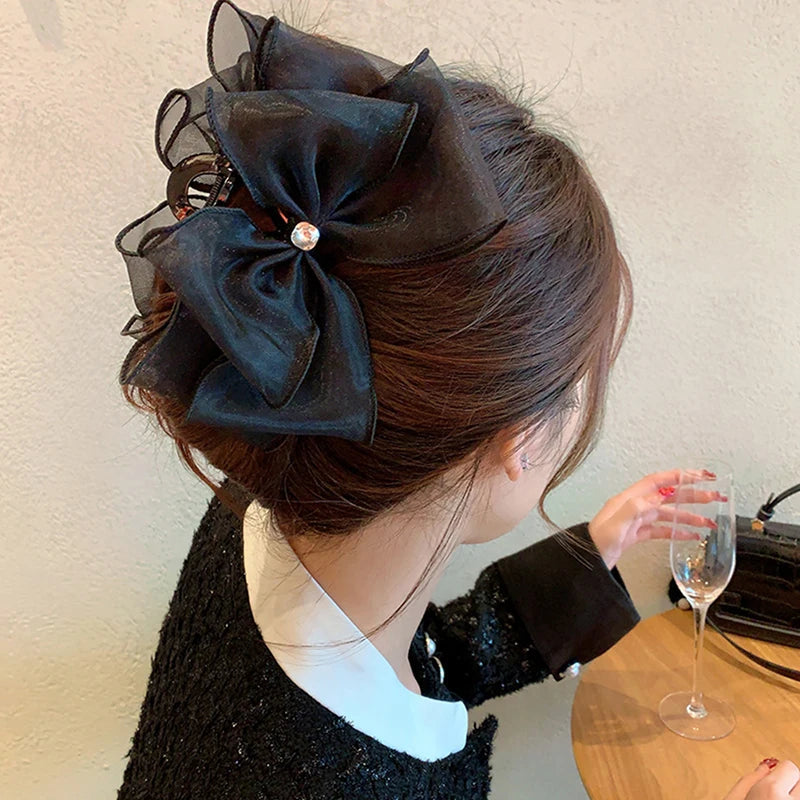 Tulle Big Bow Hair Claw Clip – Elegant Bowknot for Women