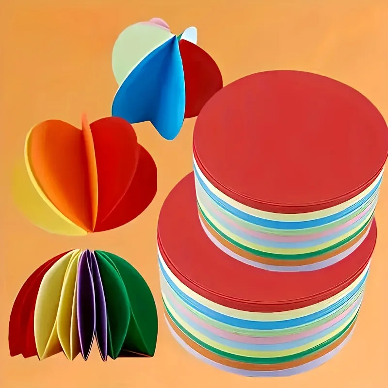 50 Sheets Round Colored Craft Paper for DIY Art & Collage