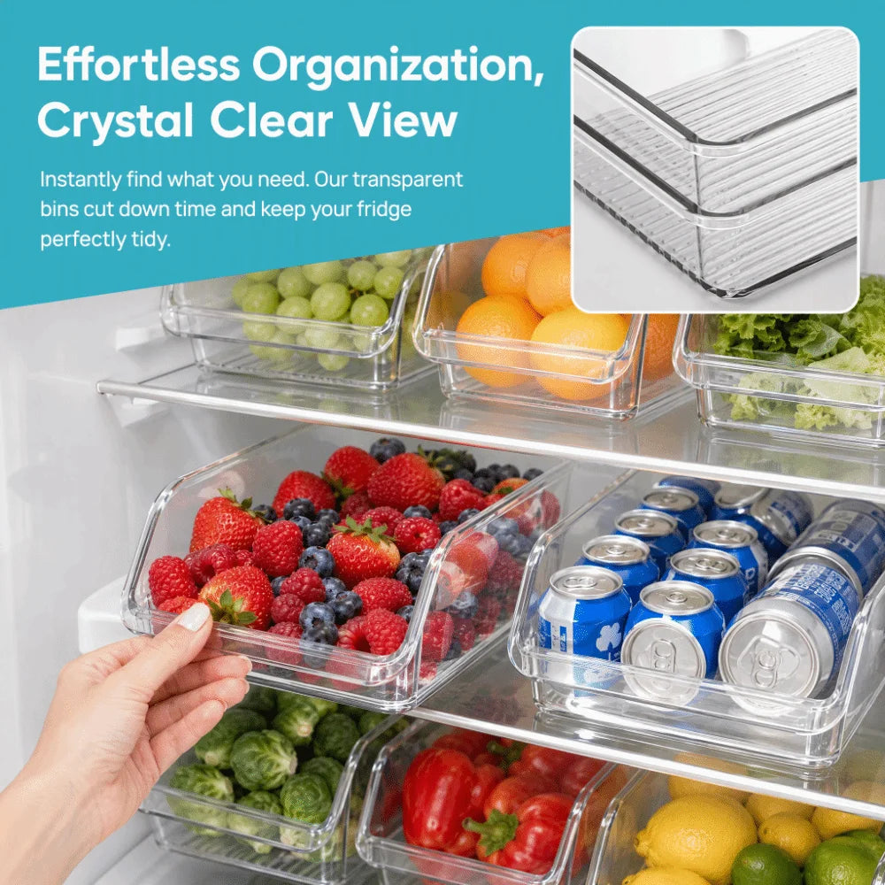 Stackable Clear Fridge Storage Bins – BPA-Free PET Organizer