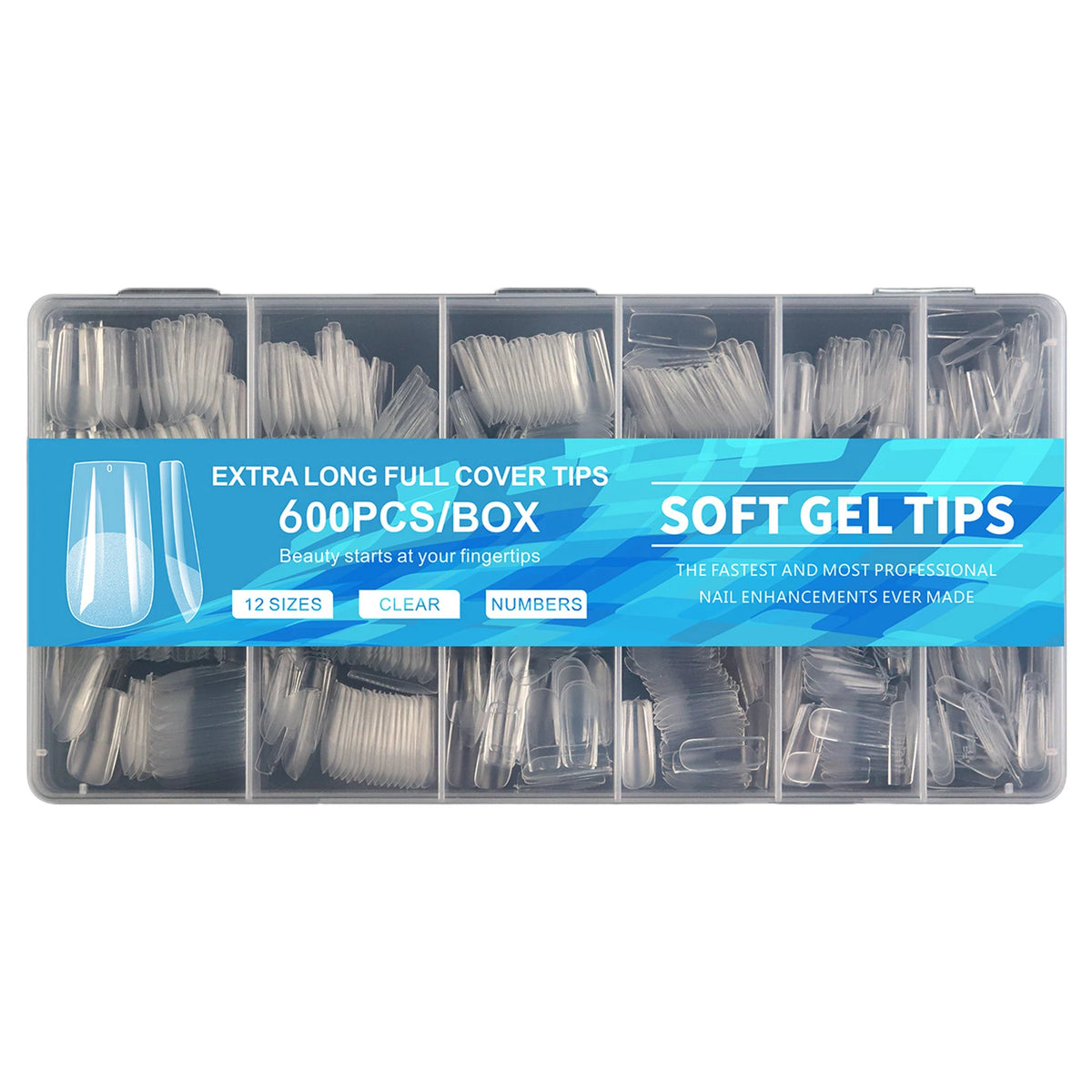 Aleekit 600pcs Soft Gel Coffin Nail Tips – 12 Sizes, Pre-Etched