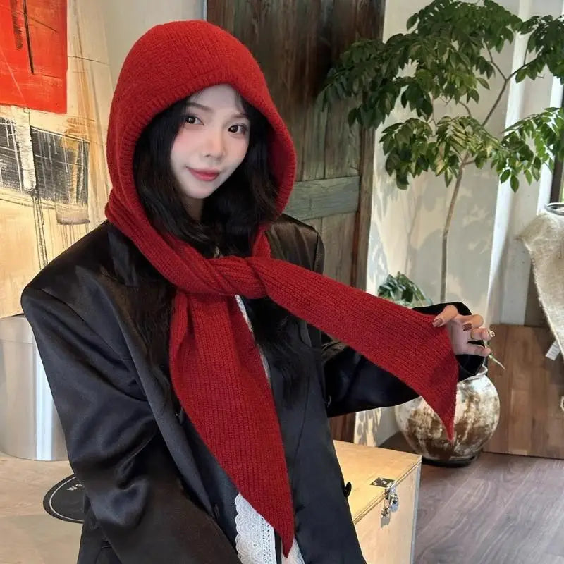 Women's 2-in-1 Knit Hat & Scarf – Winter Neck Warmer