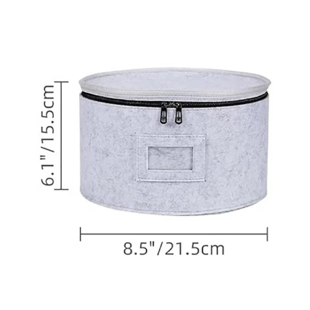 Zippered Felt Storage Bag – Large Capacity Hat & Dish Organizer
