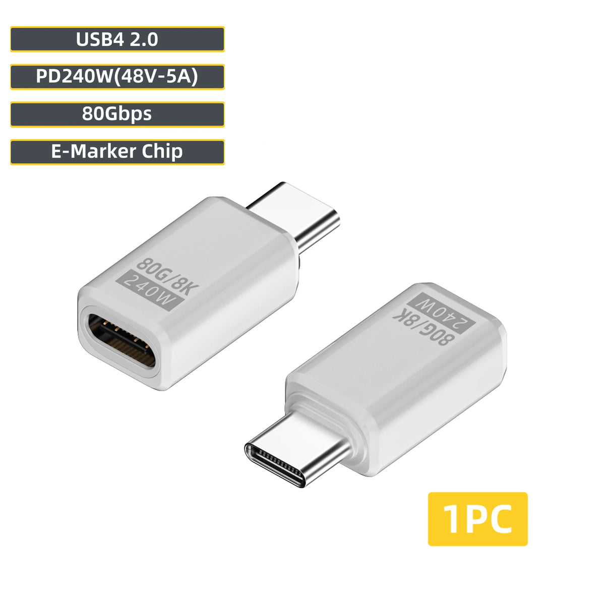 USB4 2.0 USB-C Adapter 240W 80Gbps 8K@60Hz for MacBook