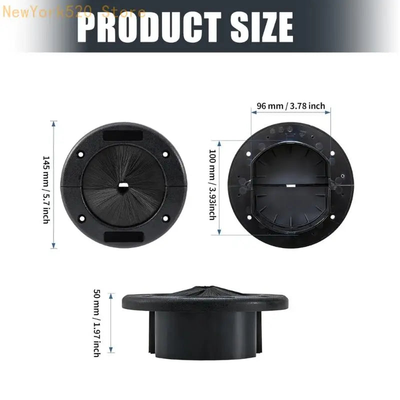 Round Brush Desk Grommet Cable Management Hole Cover 14.5cm