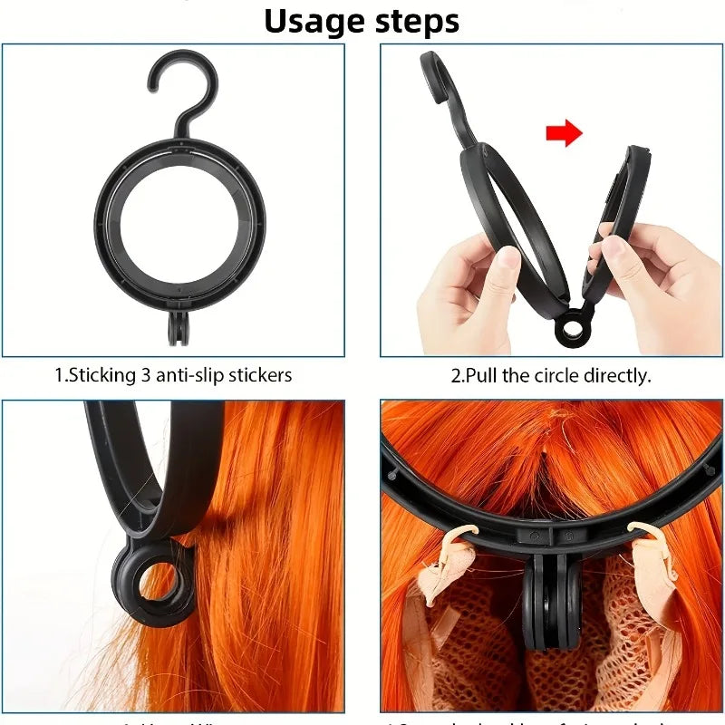 Foldable Hanging Wig Stand – Portable Travel Wig & Hat Holder