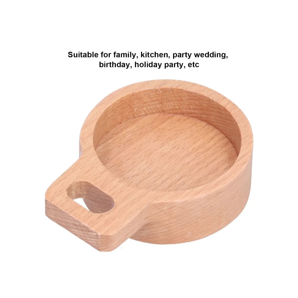 Wooden Snack Dish with Handle – Beech Wood Seasoning Plate