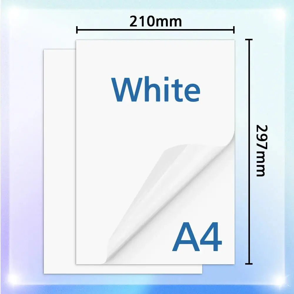 30-Pack A4 Printable Vinyl Sticker Paper – Glossy, Matte & Clear