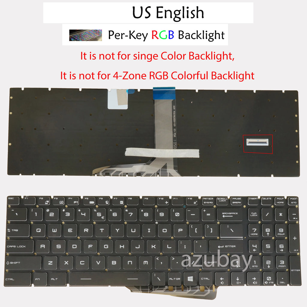 AZUBAY MSI GE63 GE73 GS75 Per-Key RGB Laptop Keyboard US/AR/RU