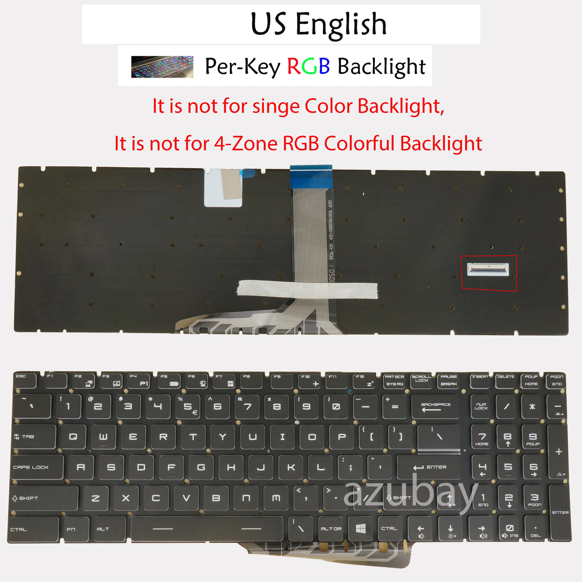 AZUBAY MSI GE63 GE73 GS75 Per-Key RGB Laptop Keyboard US/AR/RU