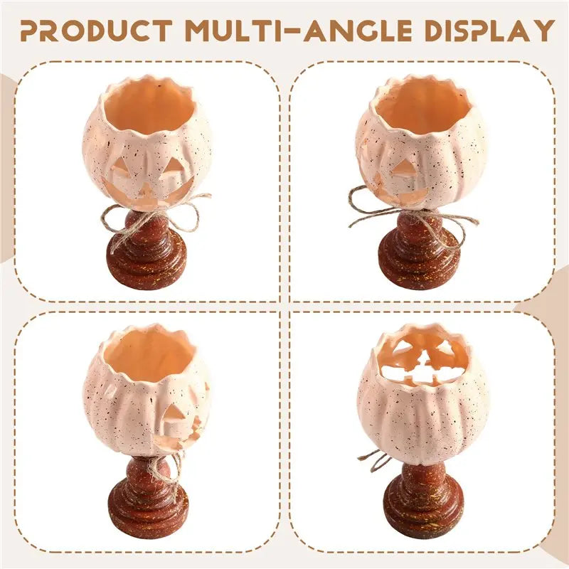 Rustic White Pumpkin Tealight Candle Holder | Farmhouse Fall Decor