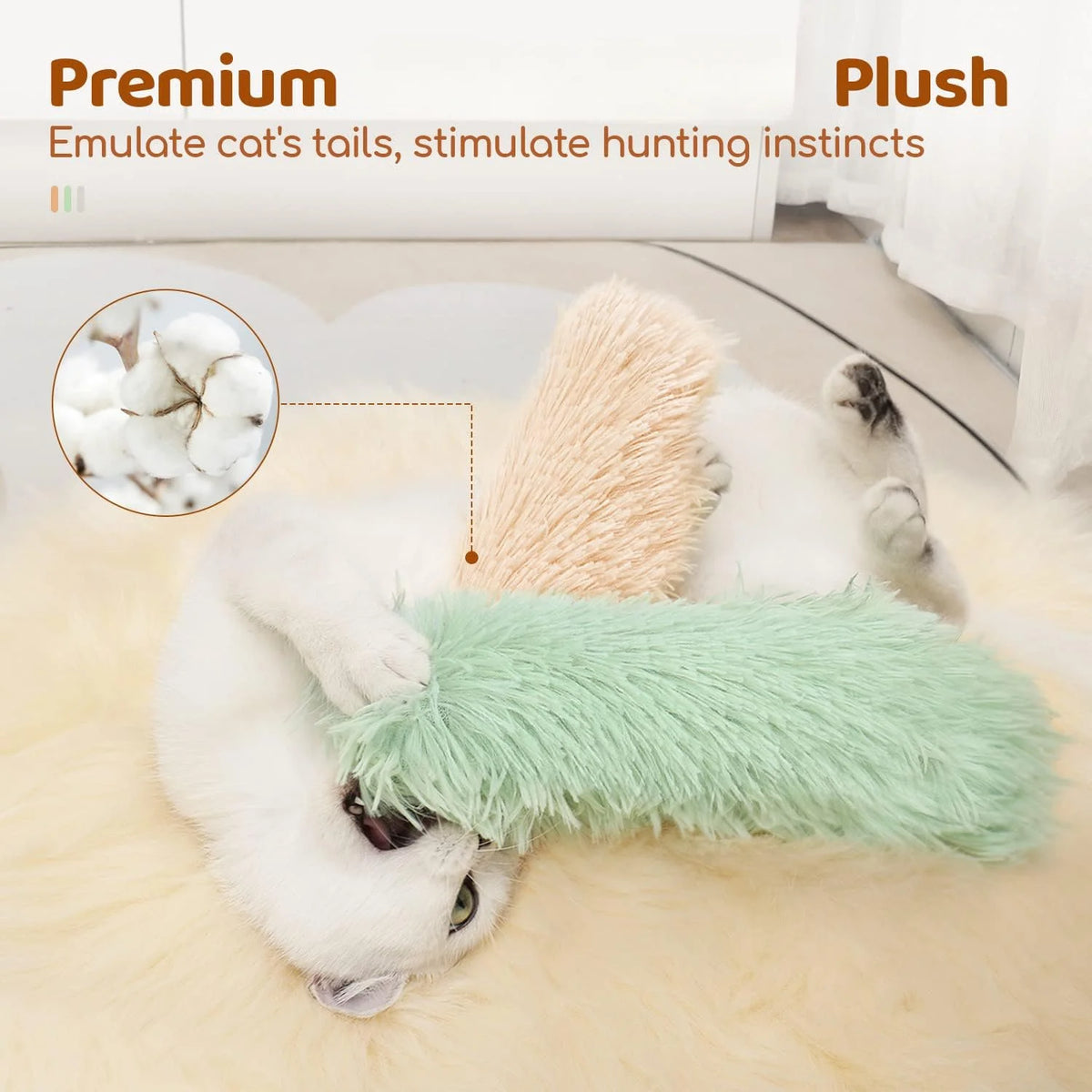 VIBE Plush Cat Kick Toys – Interactive Striped Grass Design