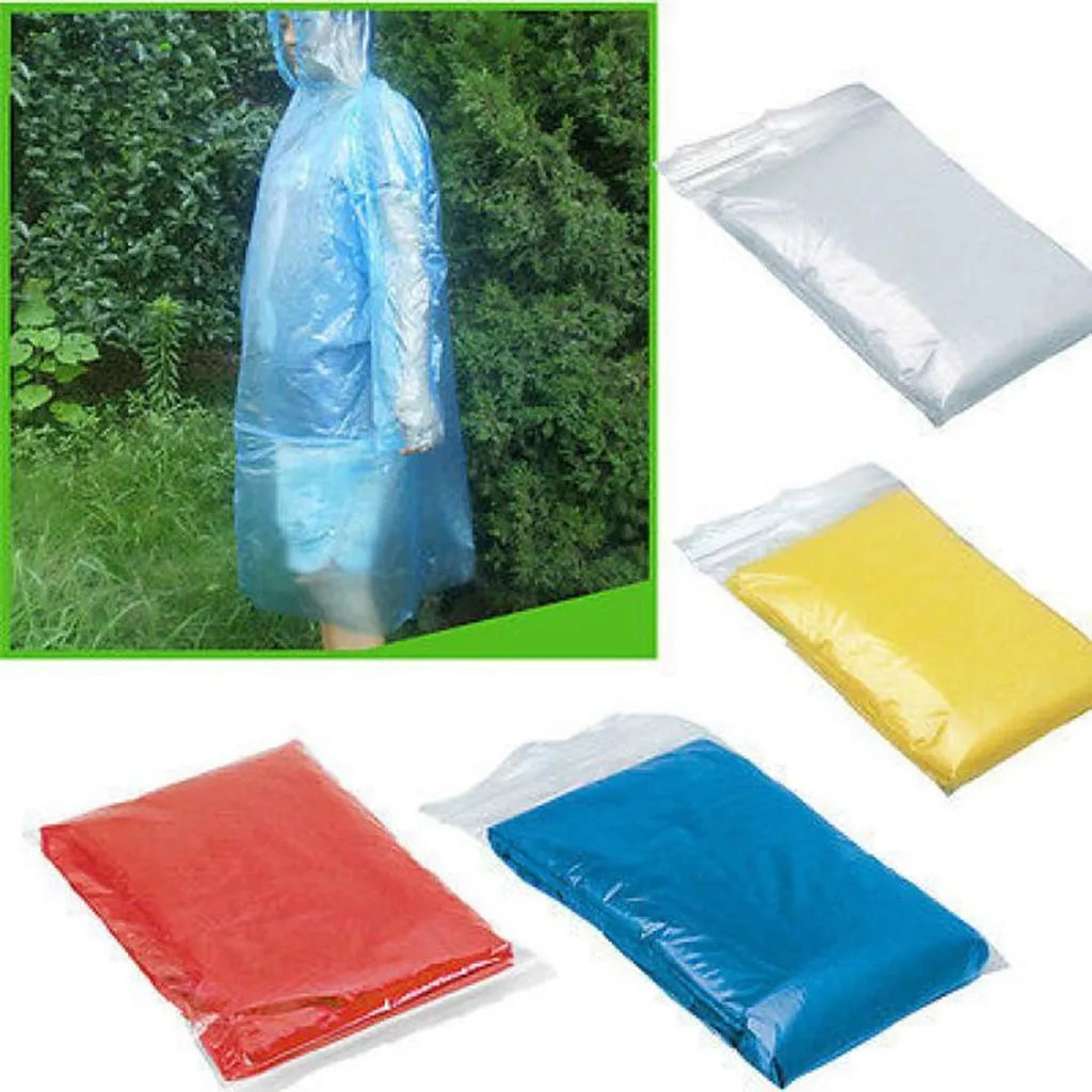 Disposable Hooded Rain Poncho – Lightweight Emergency Raincoat