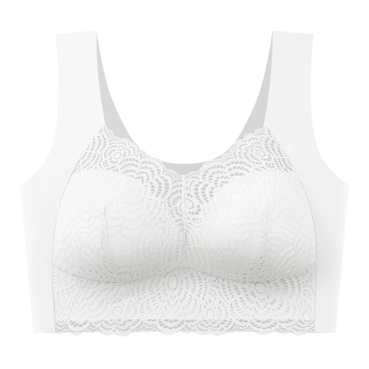 Women's Seamless Wireless Lace Bra – Wire-Free Half Cup Support