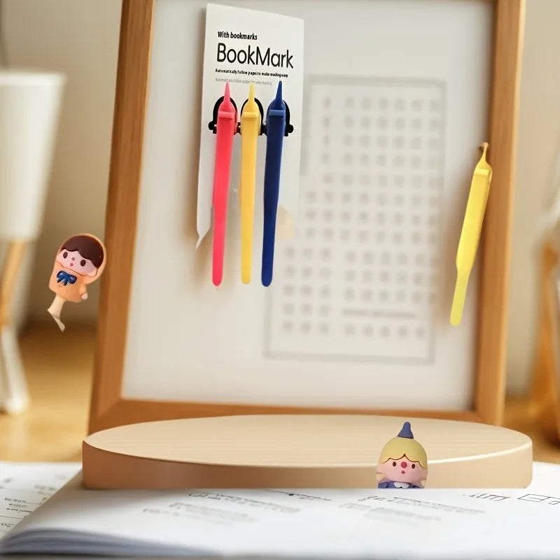 3-Pack Silicone Bookmark Pen Holders – Auto Page Marker