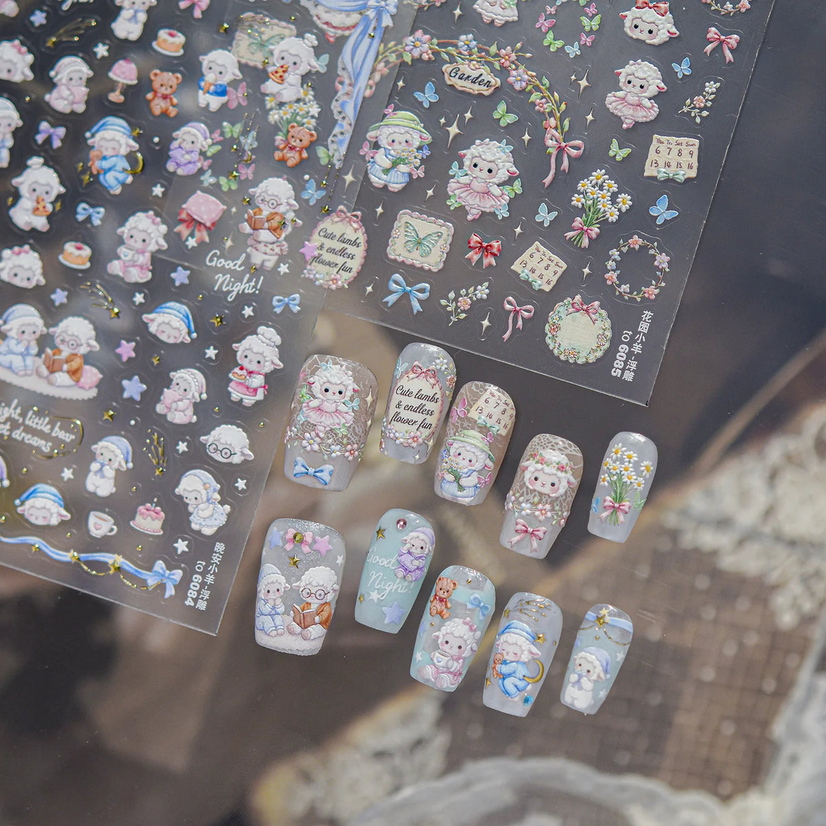5D Embossed Nail Stickers – Cute Cartoon DIY Nail Decals