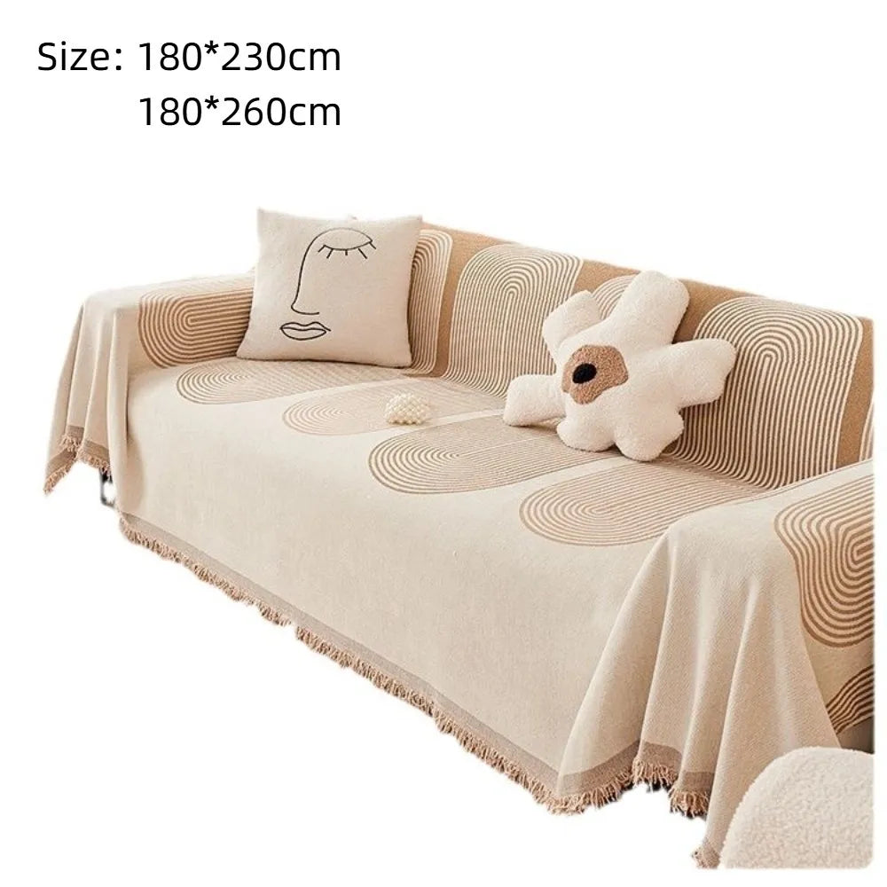 Chenille Sofa Cover Anti-Slip Universal Geometric Throw Blanket