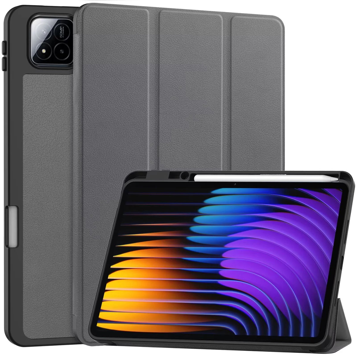 Tri-Fold PU Leather Case for Xiaomi Pad 7 / Pad 7 Pro + Pen Slot