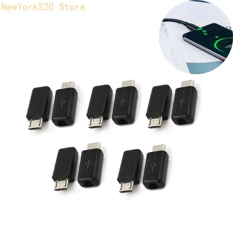 10-Pack USB 2.0 Male Welding Plug 5-Pin Black Cover