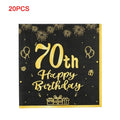 Happy Birthday Party Napkins White & Black Gold Design 20pk