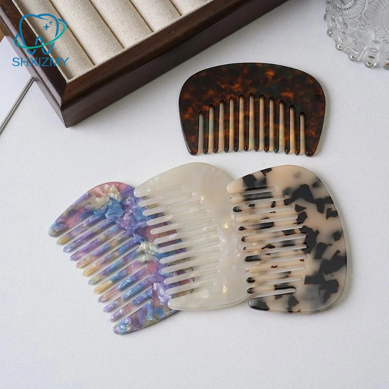 Marbled Cellulose Acetate Wide Tooth Comb – Anti-Static