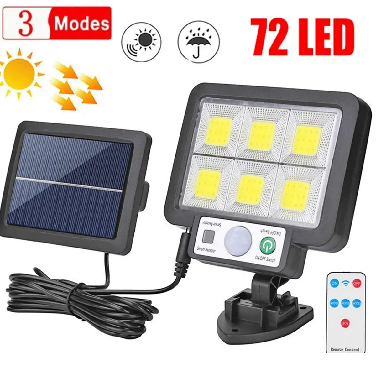 Solar LED Wall Lamp 3-Mode Motion Sensor Outdoor Light 2-Pack