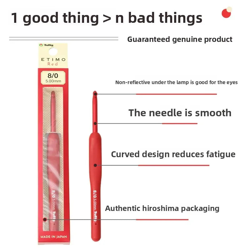 Tulip Red Crochet Hook Set 8 Sizes 1.8–6.5mm Japan Import