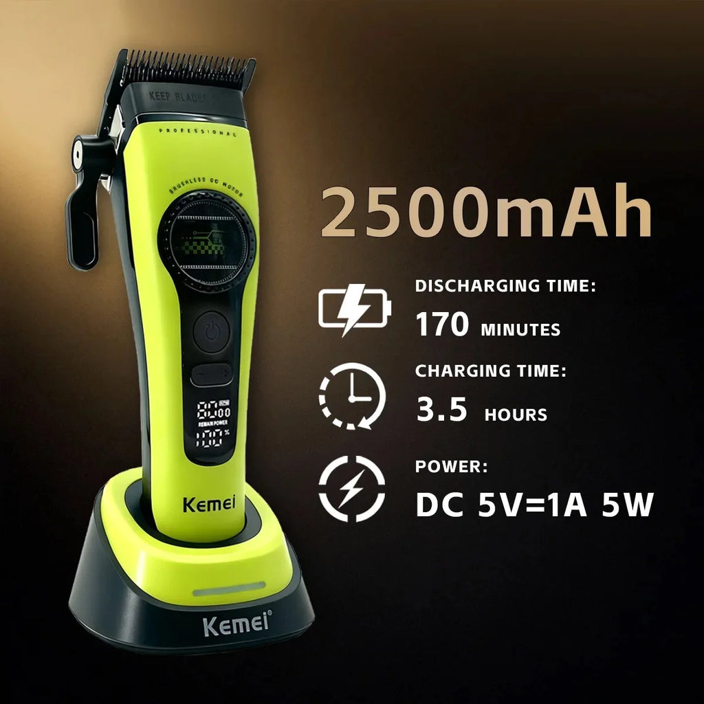 Kemei KM-1593 Brushless Hair Clipper – 5-Speed, DLC Blades