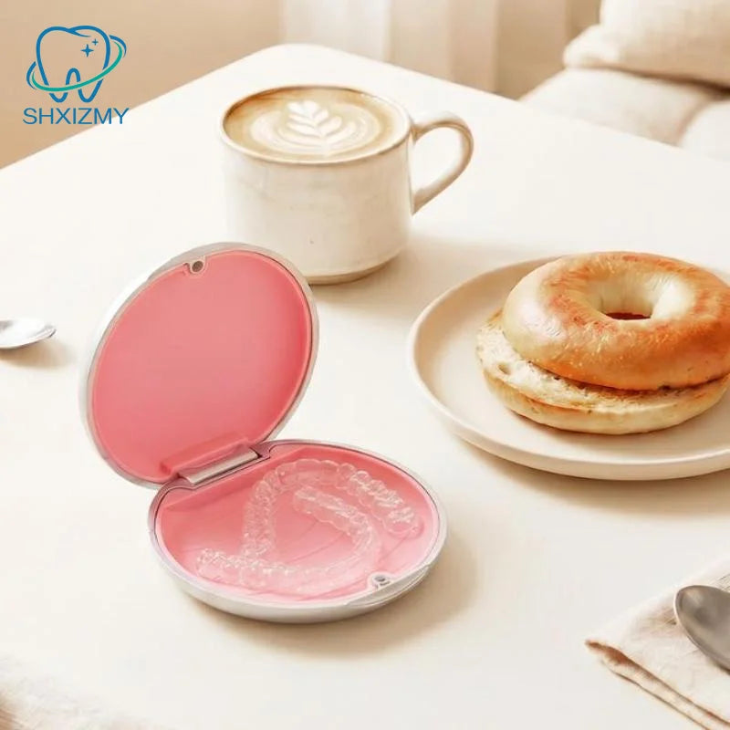 Portable Dental Retainer Case with Mirror & Vent Holes