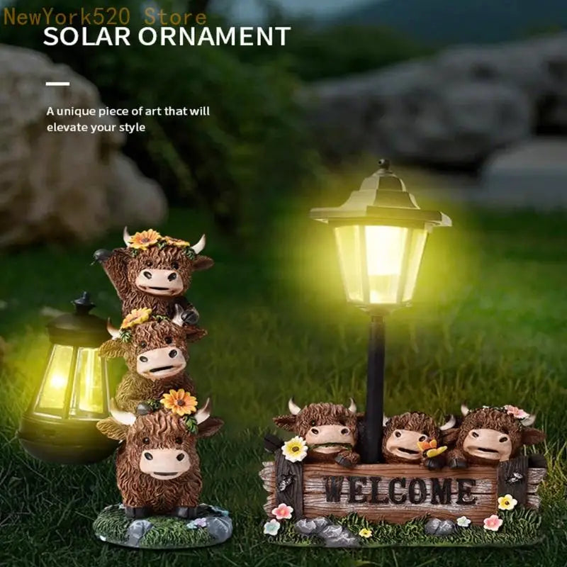 Solar Yak Garden Statue – Resin Outdoor Decor with Auto Light