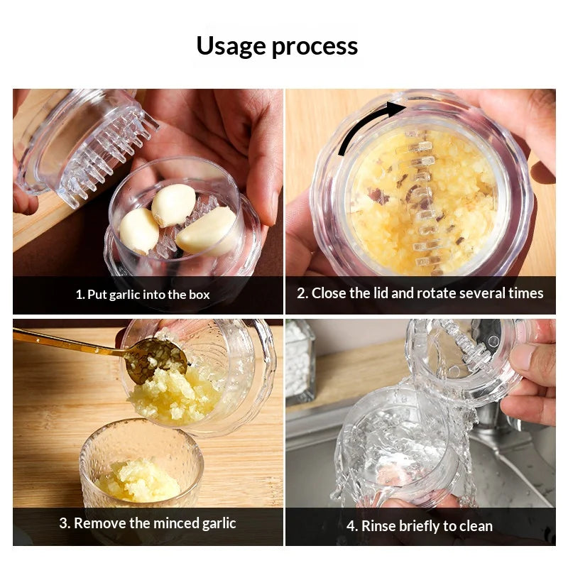 Manual Rotating Garlic Press Box – Transparent Garlic Mincer