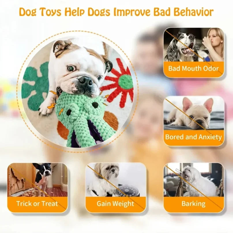 Plush Squeaky Octopus Dog Toy – Interactive Chew & Fetch