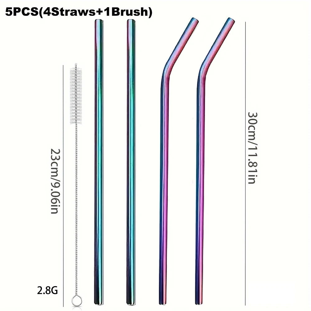 4-Pack Reusable Stainless Steel Straws for 40oz Tumblers