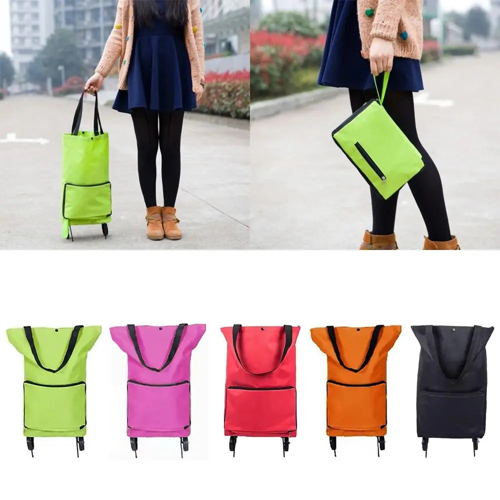 VIBE Foldable Shopping Trolley Bag on Wheels – Large Capacity