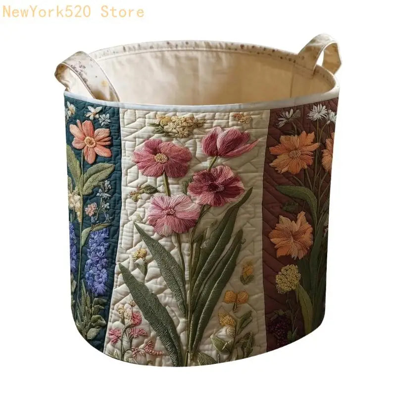 Quilted Foldable Laundry Bin with Handles | Bedroom Organizer