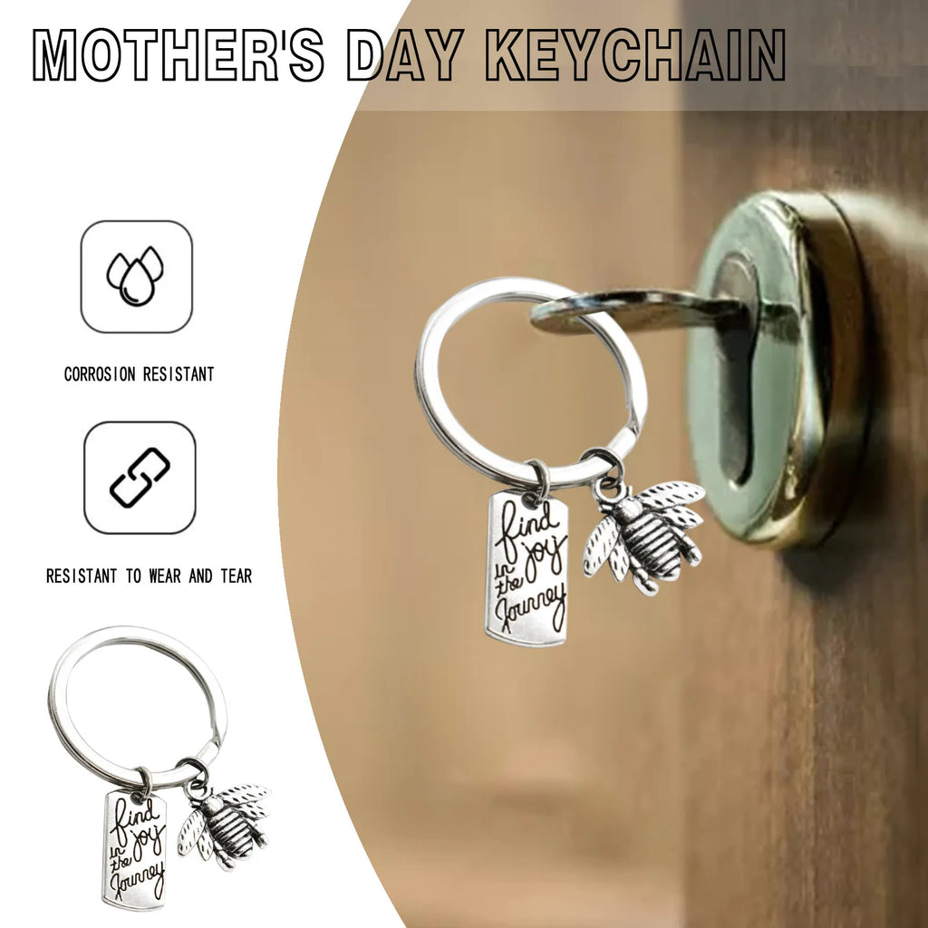 Bee Flower Charm Keychain – Aluminium Alloy Mom Gift Key Ring
