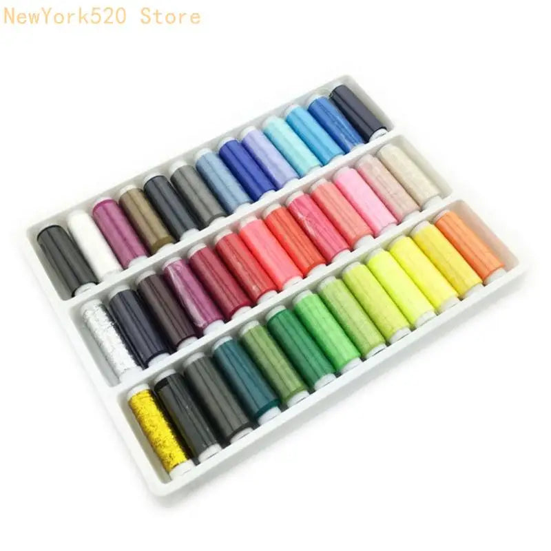 39-Spool Polyester Embroidery & Sewing Thread Set – 39 Colors