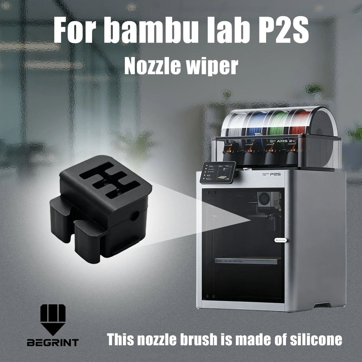 Silicone Nozzle Wiper Brush for Bambu Lab P1S P2S – 300°C Heat Resistant